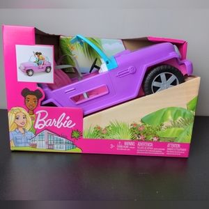 Barbie Purple Jeep Vehicle With 2 Pink Seats and Rolling Wheels (GMT46)